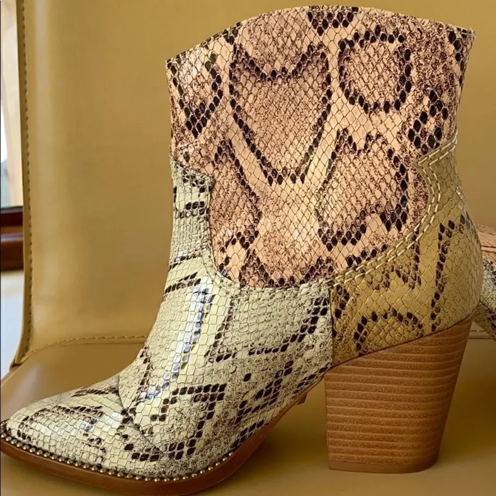 Schutz HAVEN snake cowboy boots